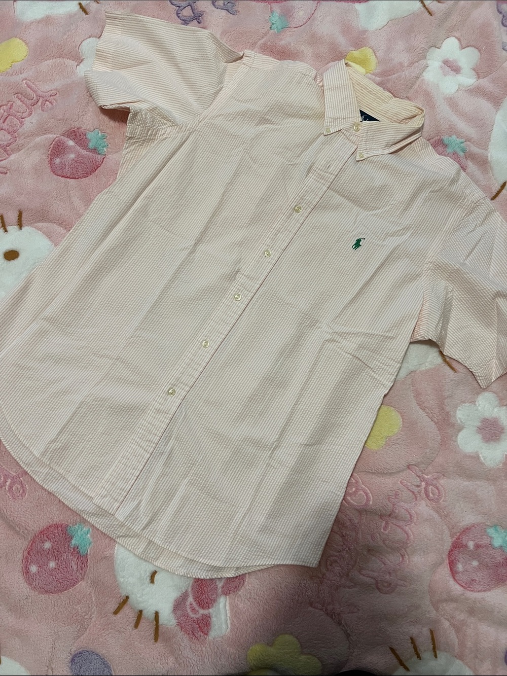 Polo by Ralph Lauren Short-Sleeve Button-Down Shirt in Pale Pink